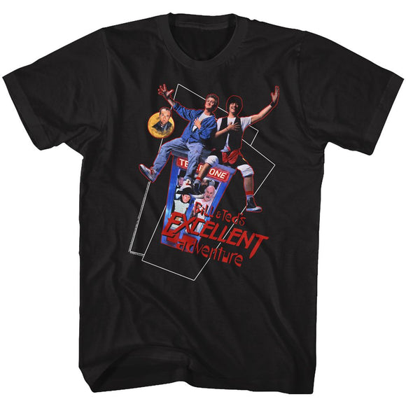 Bill And Ted-Flying-Black Adult S/S T-Shirt - Black