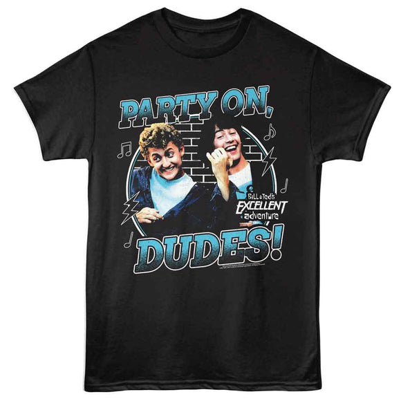 Bill And Ted-Bnt Party On Air Guitar-Black Adult S/S T-Shirt - Black