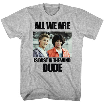 Bill And Ted-Dustin T Wind-Gray Heather Adult S/S T-Shirt - Gray Heather