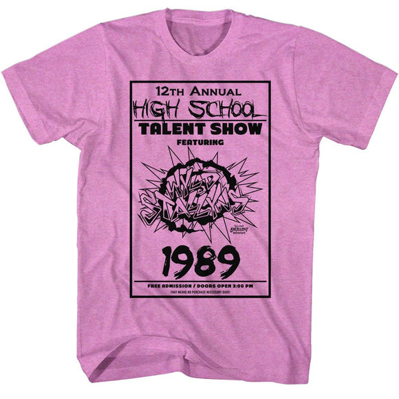 Bill And Ted-The Talent Show-Neon Purple Heather Adult S/S T-Shirt - Neon Purple Heather