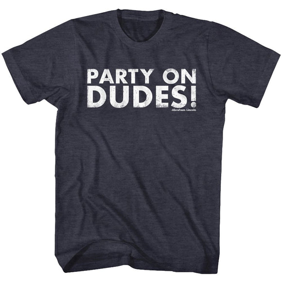 Bill And Ted-Par Tay-Navy Heather Adult S/S T-Shirt - Navy Heather