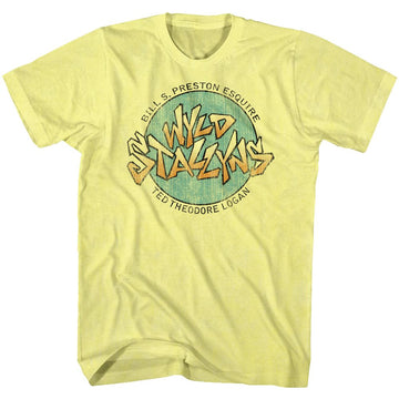 Bill And Ted-Stallyns-Yellow Heather Adult S/S T-Shirt - Yellow Heather