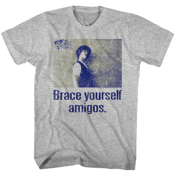 Bill And Ted-Brace Yourself-Gray Heather Adult S/S T-Shirt - Gray Heather
