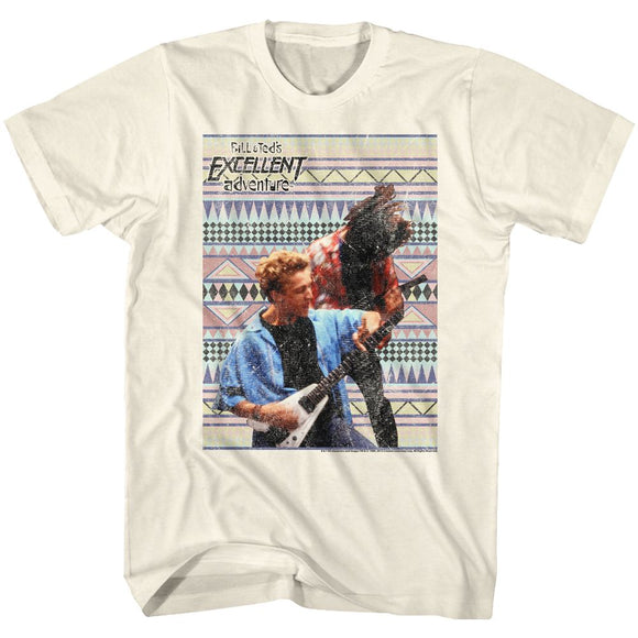 Bill And Ted-Rockin Out-Natural Adult S/S T-Shirt - Natural