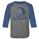 Bill And Ted-Blue Stallion-Premium Heather/Vintage Royal Adult 3/4 Sleeve Raglan-S - Premium Heather/Vintage Royal