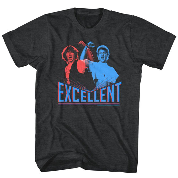 Bill And Ted-3D Excellent-Black Heather Adult S/S T-Shirt - Black Heather