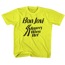 Bon Jovi-Slippery When-Yellow Youth S/S T-Shirt (7-8) - Yellow