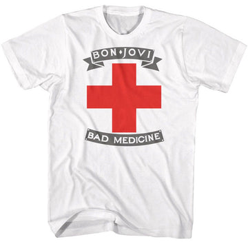 Bon Jovi-Badmed-White Adult S/S T-Shirt - White