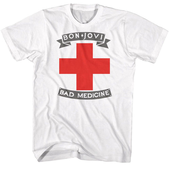 Bon Jovi-Badmed-White Adult S/S T-Shirt - White
