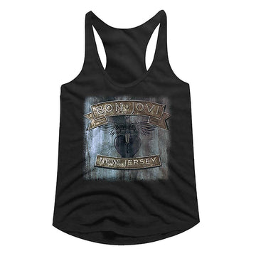 Bon Jovi-New Jersey-Black Ladies Slimfit Racerback-S - Black