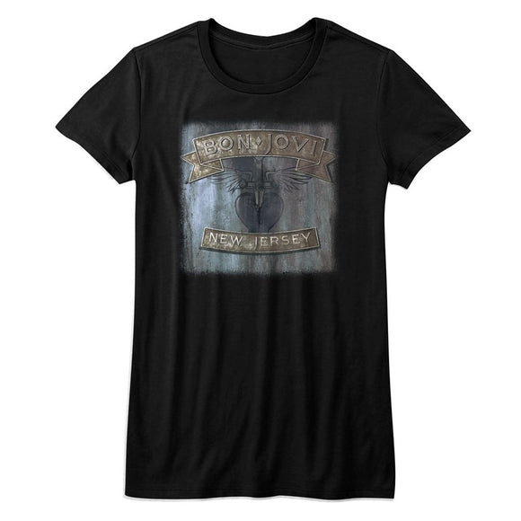 Bon Jovi-New Jersey-Black Ladies S/S T-Shirt - Black