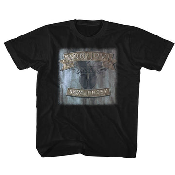 Bon Jovi-New Jersey-Black Youth S/S T-Shirt (7-8) - Black