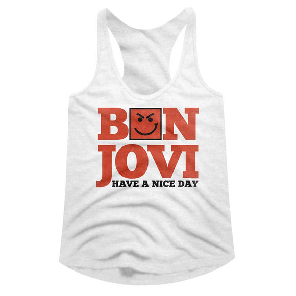Bon Jovi-Have A Nice Day-White Ladies Slimfit Racerback-S - White