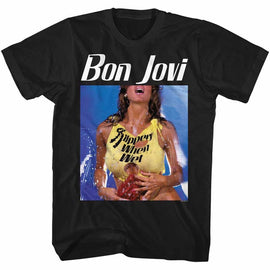 Bon Jovi-Bon Slippery-Black Adult S/S T-Shirt - Black