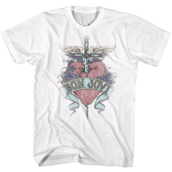 Bon Jovi-Pierced-White Adult S/S T-Shirt - White