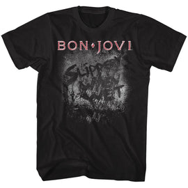 Bon Jovi-More Slippery-Black Adult S/S T-Shirt - Black