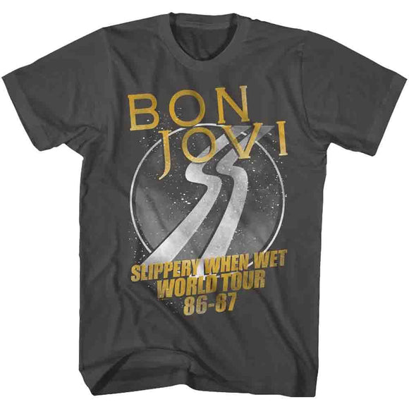 Bon Jovi-World Tour-Smoke Adult S/S T-Shirt - Smoke