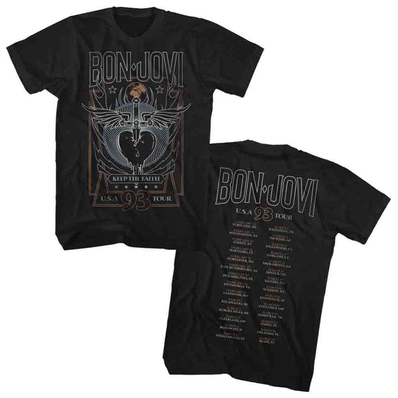 Bon Jovi-93 Tour-Black Adult S/S T-Shirt ***F&B*** - Black
