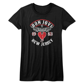 Bon Jovi-Nj38-Black Ladies S/S T-Shirt - Black