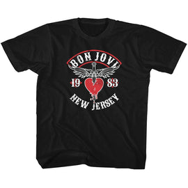 Bon Jovi-Nj38-Black Youth S/S T-Shirt-Xs (5-6) - Black