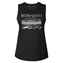 Bon Jovi-Lost Highway-Black Ladies Slub Sleeveless Crew Neck Tee-S - Black