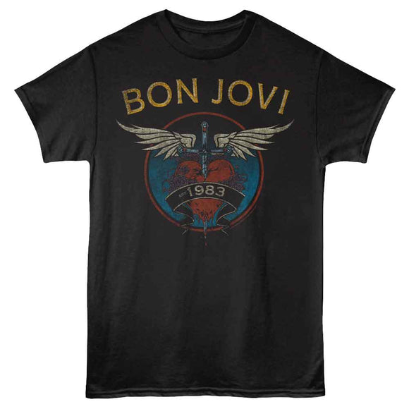 Bon Jovi-Bon Jovi Est 1983-Black Adult S/S T-Shirt - Black