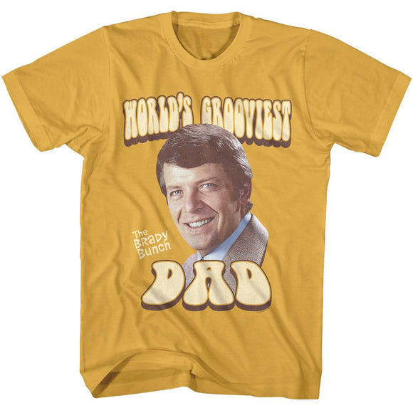 Brady Bunch-Brady Bunch Worlds Grooviest Dad-Ginger Adult S/S T-Shirt - Ginger