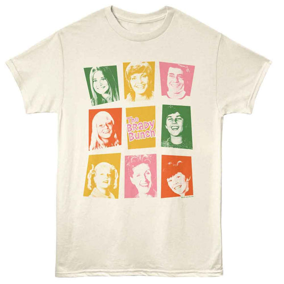 Brady Bunch-Brady Bunch Intro Squares Multi-Natural Adult S/S T-Shirt - Natural