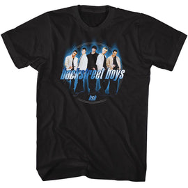 Backstreet Boys-Backstreet Boys Blue Circle-Black Adult S/S T-Shirt - Black