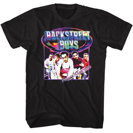 Backstreet Boys-Backstreet Boys Y2K Rainbow Shine-Black Adult S/S T-Shirt - Black
