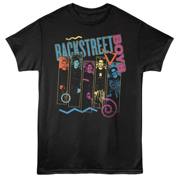 Backstreet Boys Multicolor Blocks Black Adult T-Shirt