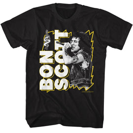 Bon Scott-Bon Scott Lightning Frame-Black Adult S/S T-Shirt S - Black
