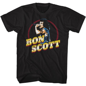 Bon Scott-Bon Scott Gold Name-Black Adult S/S T-Shirt S - Black