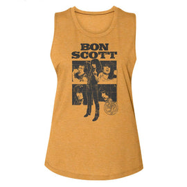 Bon Scott-Bon Scott Collage-Antique Gold Ladies Muscle Tank-S - Antique Gold