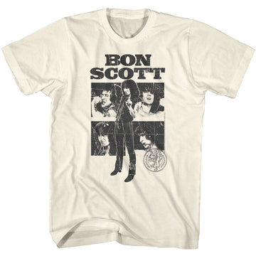 Bon Scott-Bon Scott Collage-Natural Adult S/S T-Shirt - Natural