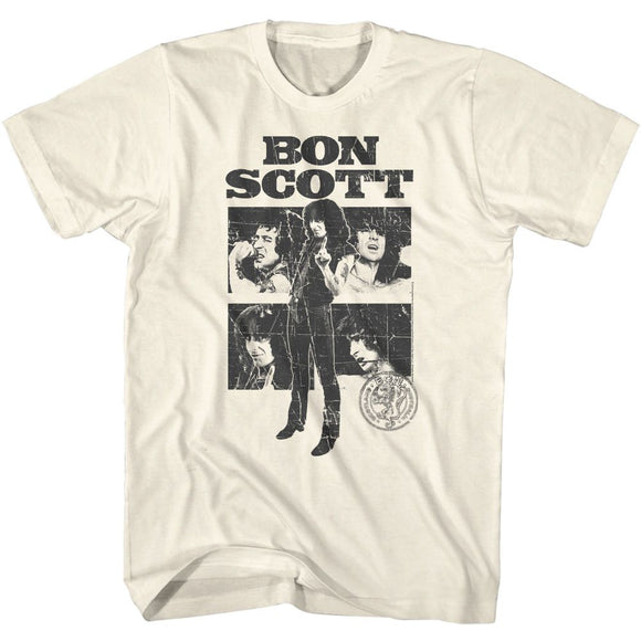 Bon Scott-Bon Scott Collage-Natural Adult S/S T-Shirt - Natural