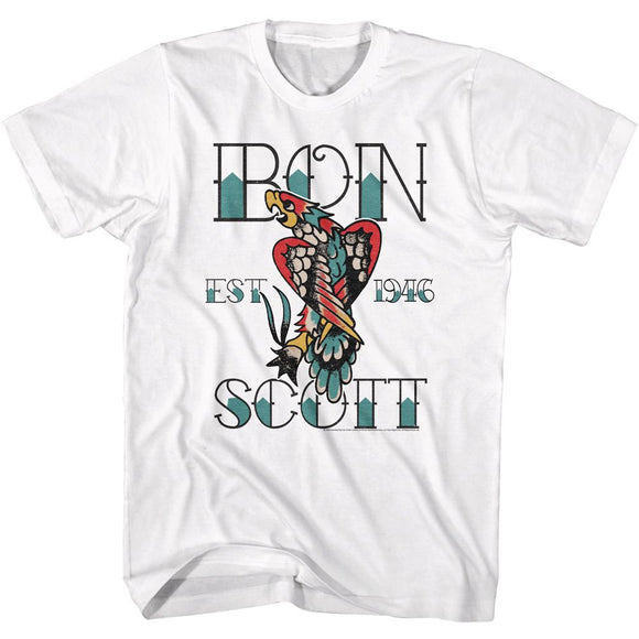 Bon Scott-Bon Scott Tattoo-White Adult S/S T-Shirt - White