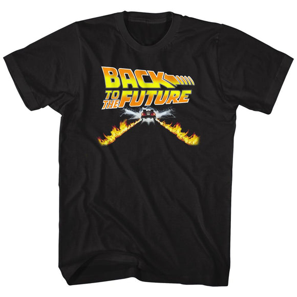 Back To The Future-Btf Car-Black Adult S/S T-Shirt - Black