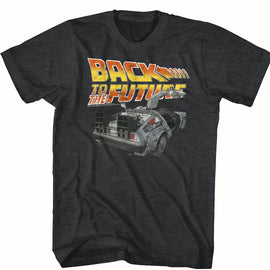 Back To The Future-Btf Car-Black Heather Adult S/S T-Shirt - Black Heather