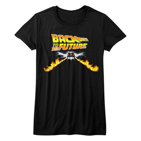 Back To The Future-Btf Car-Black Ladies S/S T-Shirt - Black