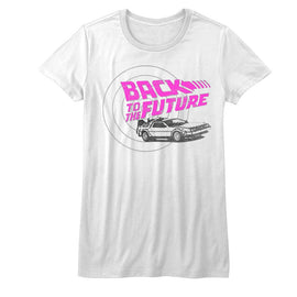Back To The Future-Checkers-White Ladies S/S T-Shirt - White