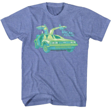 Back To The Future-Car Chillin-Light Blue Heather Adult S/S T-Shirt - Light Blue Heather