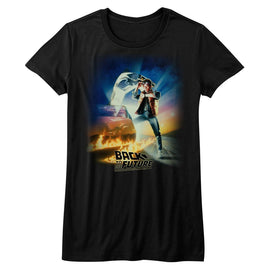 Back To The Future-Btf Poster-Black Ladies S/S T-Shirt - Black