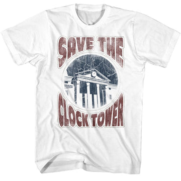 Back To The Future-Back To The Future Saves The Day-White Adult S/S T-Shirt - White