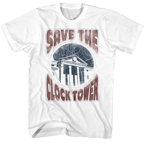 Back To The Future-Back To The Future Saves The Day-White Adult S/S T-Shirt - White