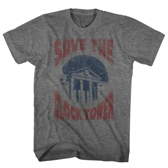 Back To The Future-Saves The Day-Graphite Heather Adult S/S T-Shirt - Graphite Heather