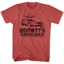 Back To The Future-Emmetts-Red Heather Adult S/S T-Shirt - Red Heather