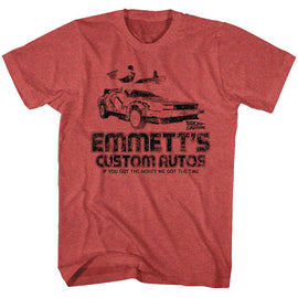 Back To The Future-Emmetts-Red Heather Adult S/S T-Shirt - Red Heather