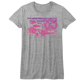 Back To The Future-Car-Athletic Heather Ladies S/S T-Shirt - Athletic Heather