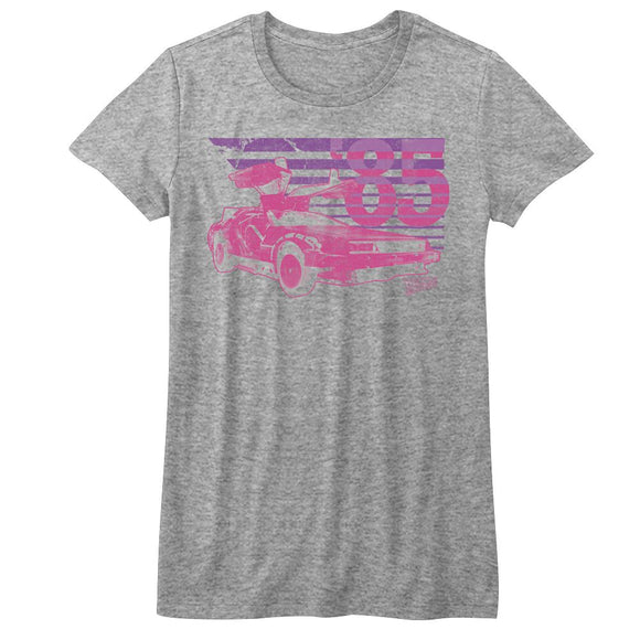 Back To The Future-Car-Athletic Heather Ladies S/S T-Shirt - Athletic Heather